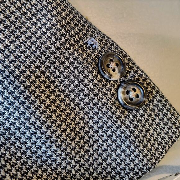 Hickey Freeman Ltd. Men's Silk Wool Houndstooth Grey Sport Coat Blazer 46 Reg - Picture 8 of 12